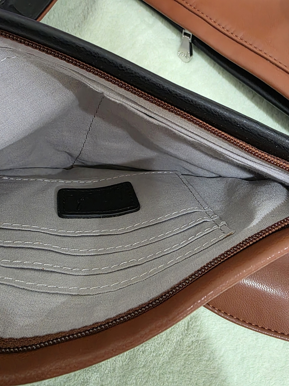 Black And Brown Crescent Crossbody Bag - Leather Sash Bag - Picture 5 of 10